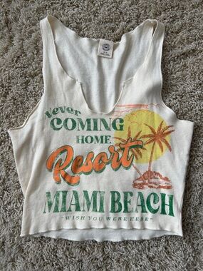 Urban Outfitters Vintage-Style Miami Beach Resort Graphic Tank Top Size XS